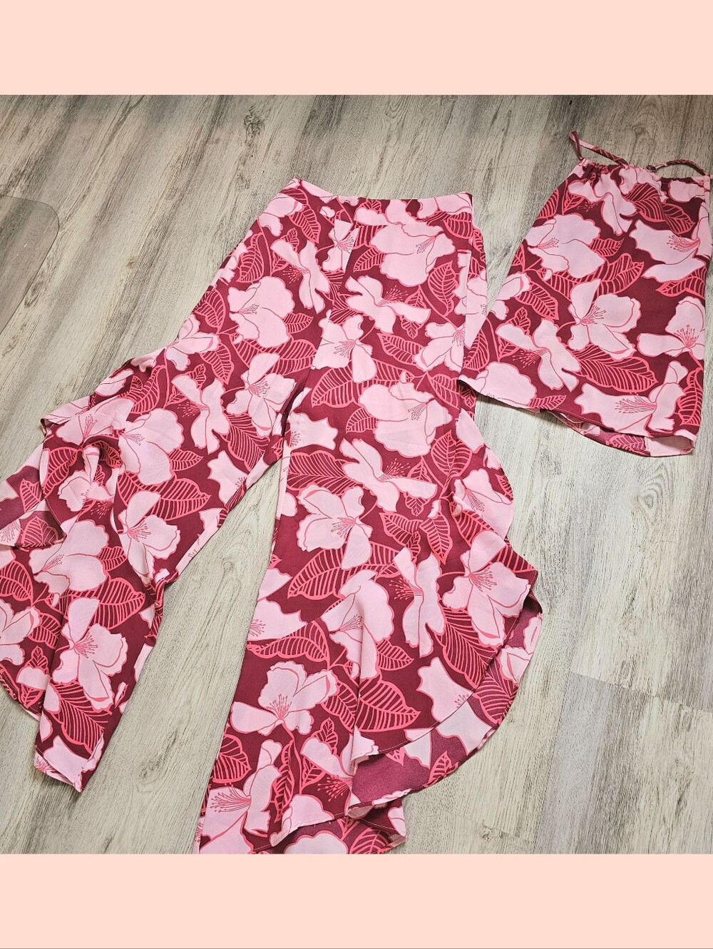 Sugar Lips Matching Halter Top Ruffle Wide Leg Pant Set